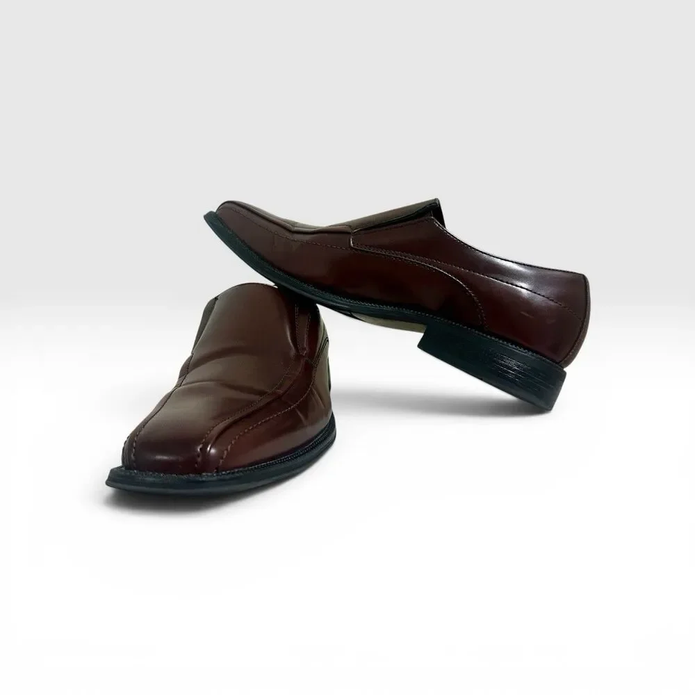 Alfani Ascher Men’s Brown Slip On Dress Shoes Square Toe Loafers Size 11.5 M